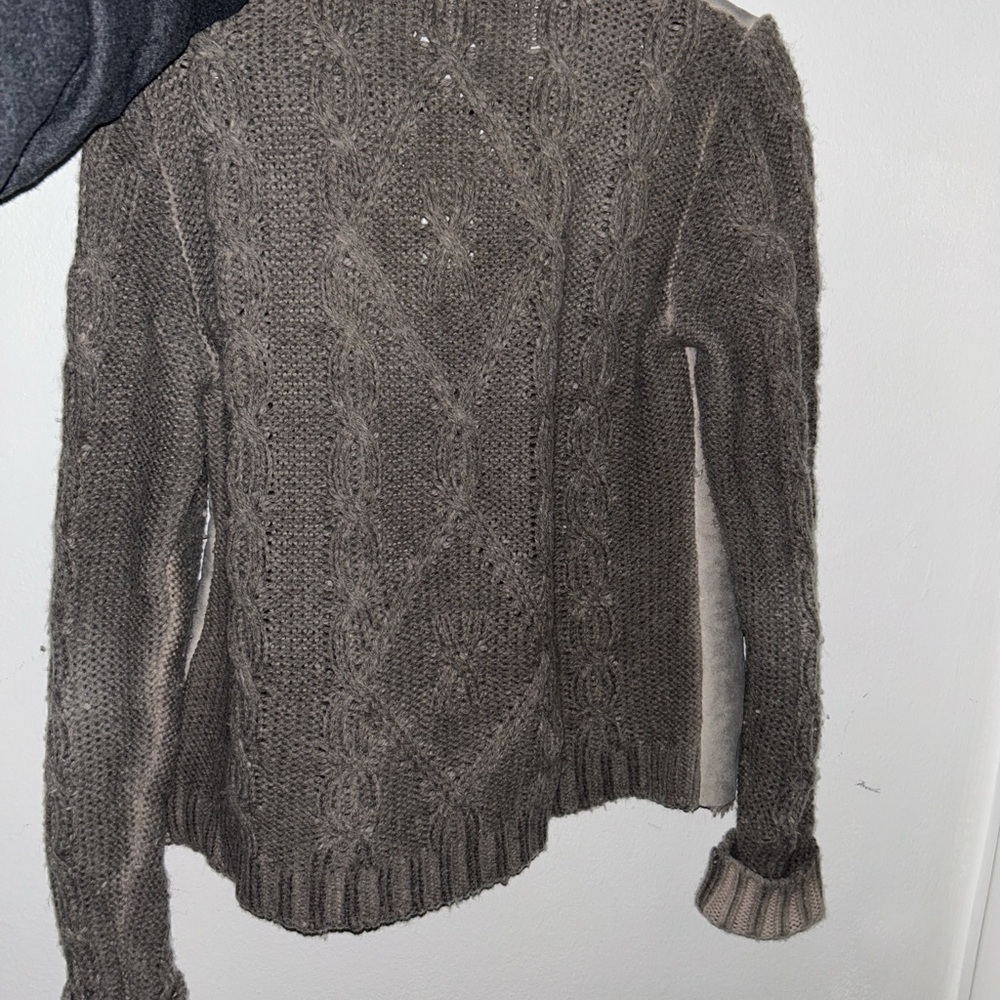 Gray Shearling Toggle & Knit Jacket - image 4